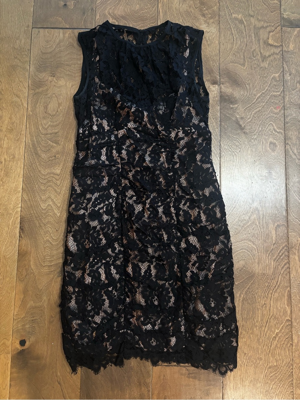 Nanette Lepore Black Lace Sheath Dress with Nude Lining